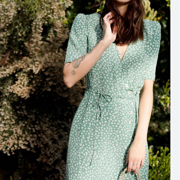 Rouje Dresses & Skirts - Rouje Paris Green Gabin Dress FR woman’s size 40 US 8 green floral